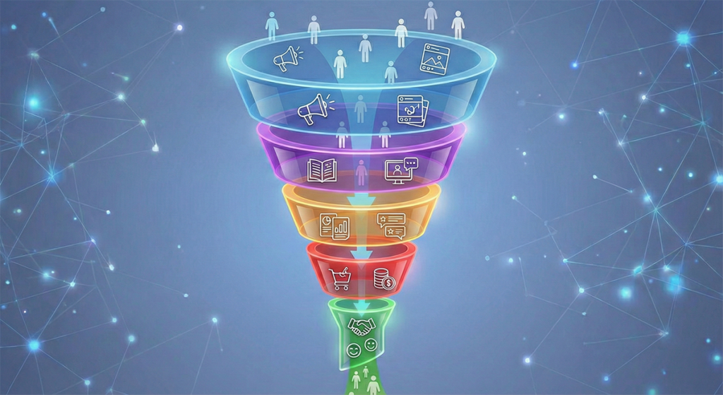 Strategia marketingu automatycznego i projektowanie lejków sprzedażowych w agencji marketingowej.